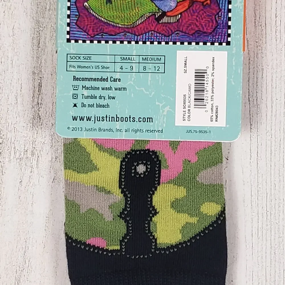 NWT Justin Boots Fashion Cushioned Sole Over The Calf Socks Women's Size Small